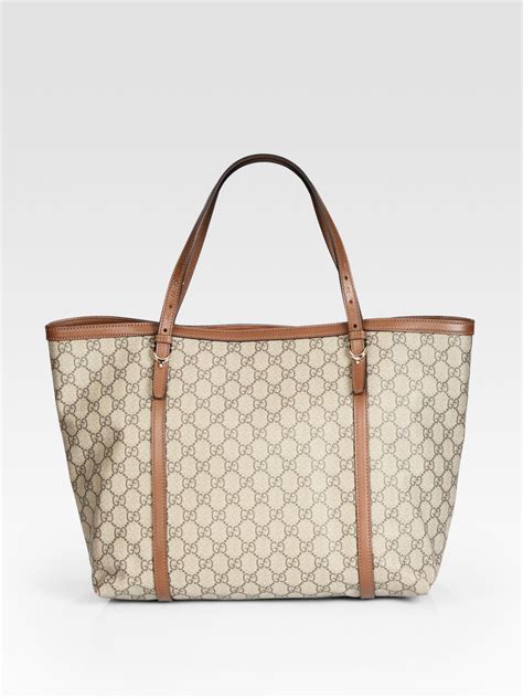 gucci - monogram tote bag - beige & brown|gucci tote with zipper.